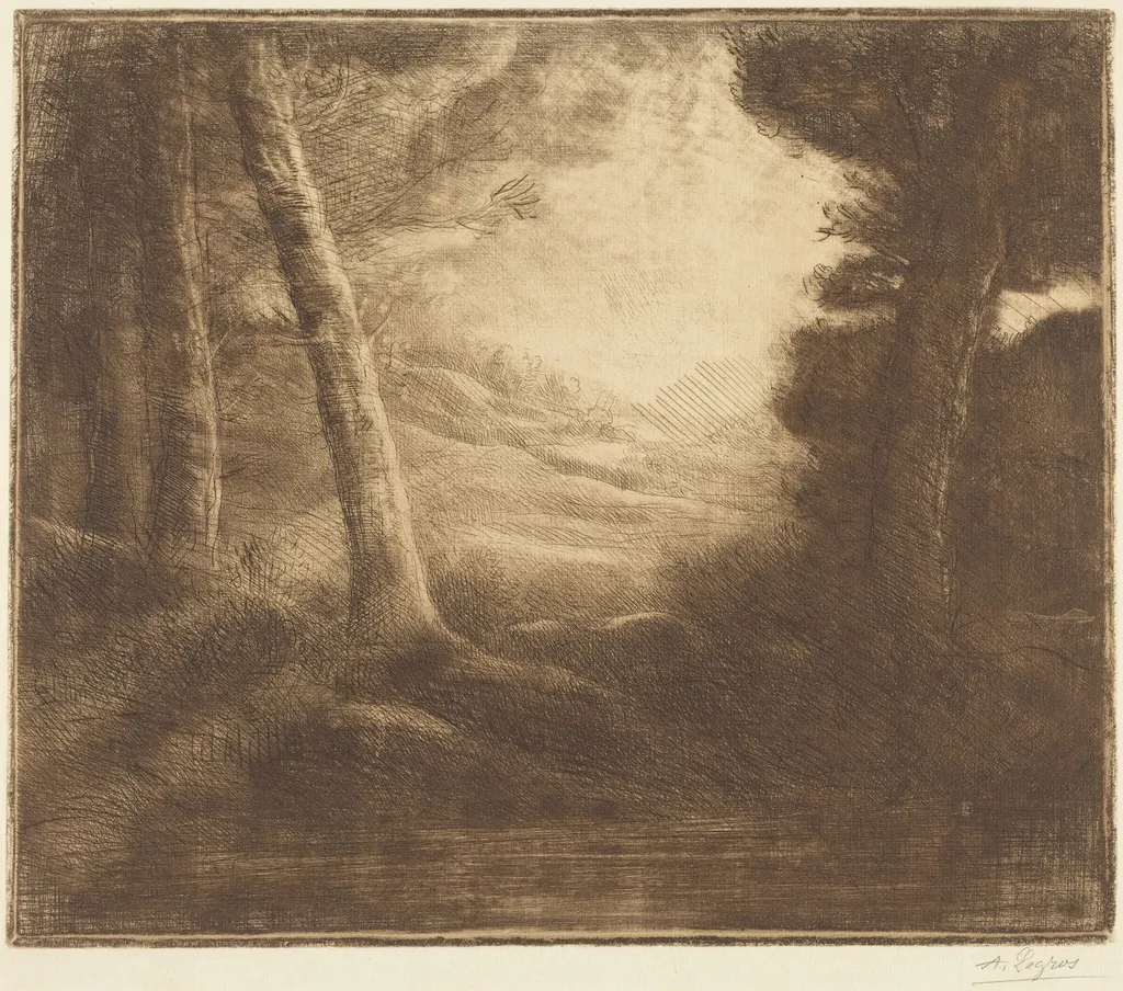 Water's Edge by Morning Light (Au bord de l'eau (Effet du matin)), by Alphonse Legros, ink, 1874