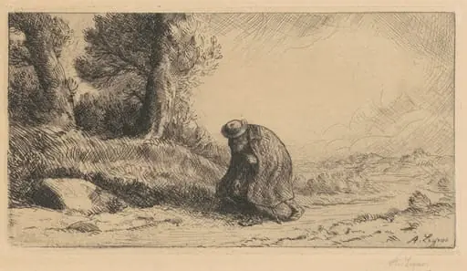 Wayfarer Surprised by a Storm (Le Voyageur surpris par l'Orage), by Alphonse Legros