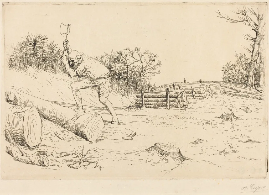Woodcutter (Le bucheron), by Alphonse Legros, ink, 1874