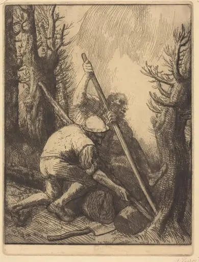 Woodcutters, 3rd plate (Les bucherons), by Alphonse Legros