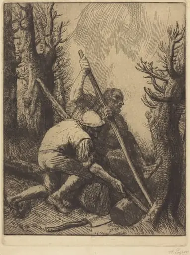 Woodcutters, 3rd plate (Les bucherons), by Alphonse Legros