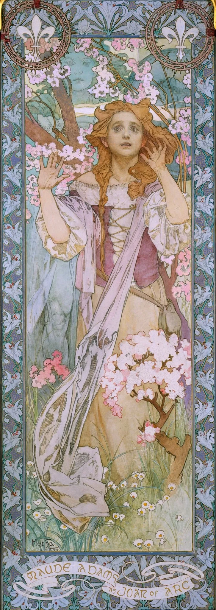 Maude Adams (1872–1953) as Joan of Arc, by Alphonse Mucha, oil, 1909