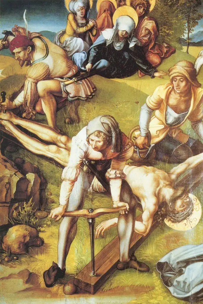 Altarpiece of the Mater Dolorosa, Scene: Christ Nailed Art the Cross