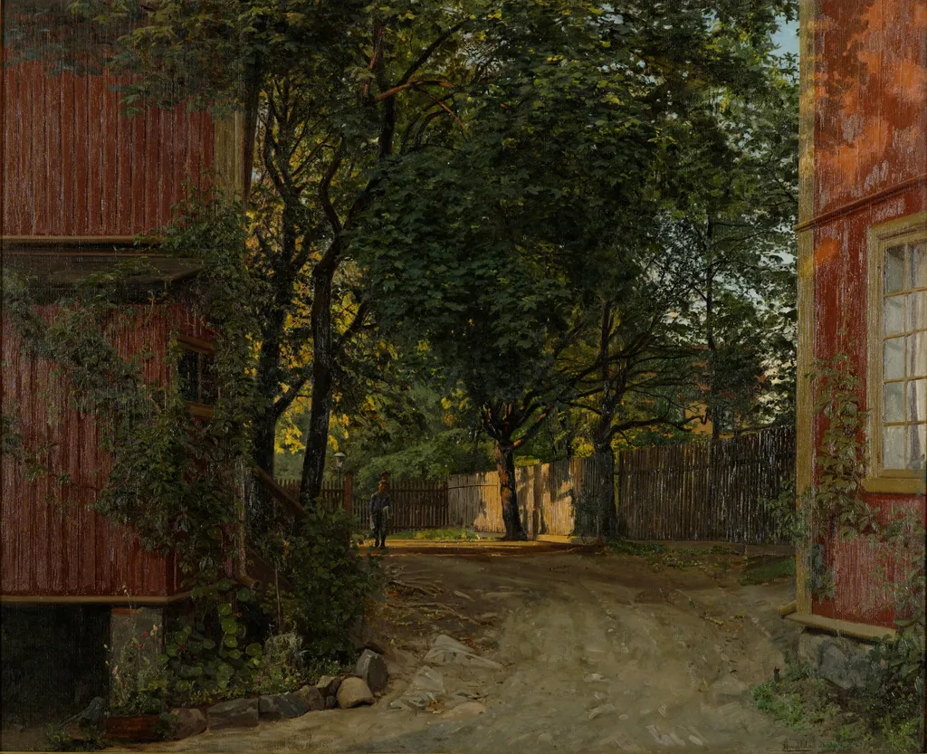 Aftenavisen kommer, Majorstuveien 8, by Amaldus Nielsen, unspecified, 1900