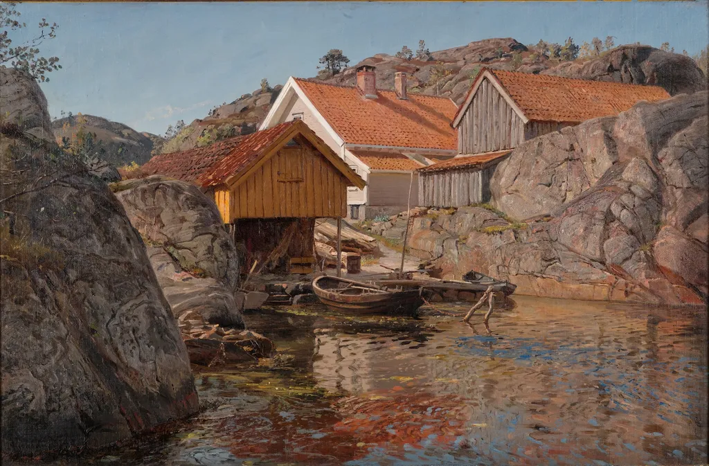 Mellom klipper. Møl, Ny-Hellesund, by Amaldus Nielsen, unspecified, 1900