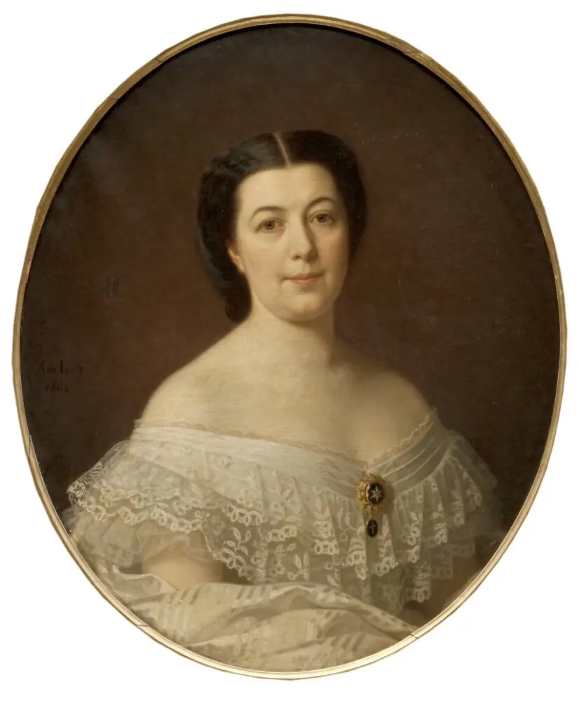 Oscara Fredrica Leopoldina Wahlström (1828-1895), g.m. grosshandlaren, bruksägaren och bankmannen Joseph Nathanael Michaëli, by Amalia Lindegren