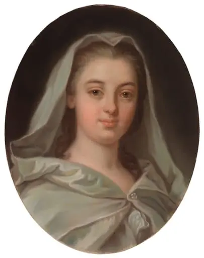 Vestan neitsyeksi puetun neiti Charlotta Fredrika Sparren muotokuva, jäljennös Nonotten mukaan, by Amanda Kjellberg