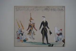 Ambassador of the King of Burma holding the hand of Major Phayre
