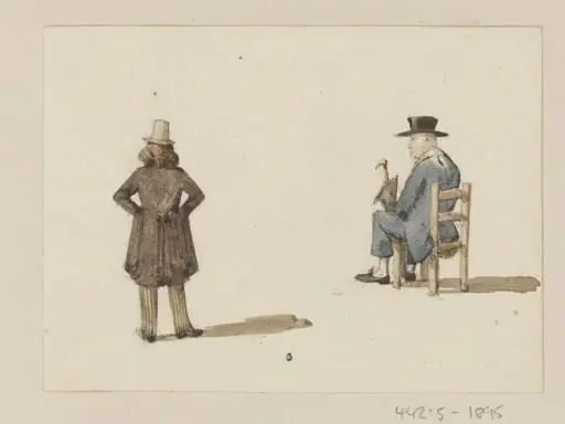 A man standing and another seated, by Ambrose Poynter