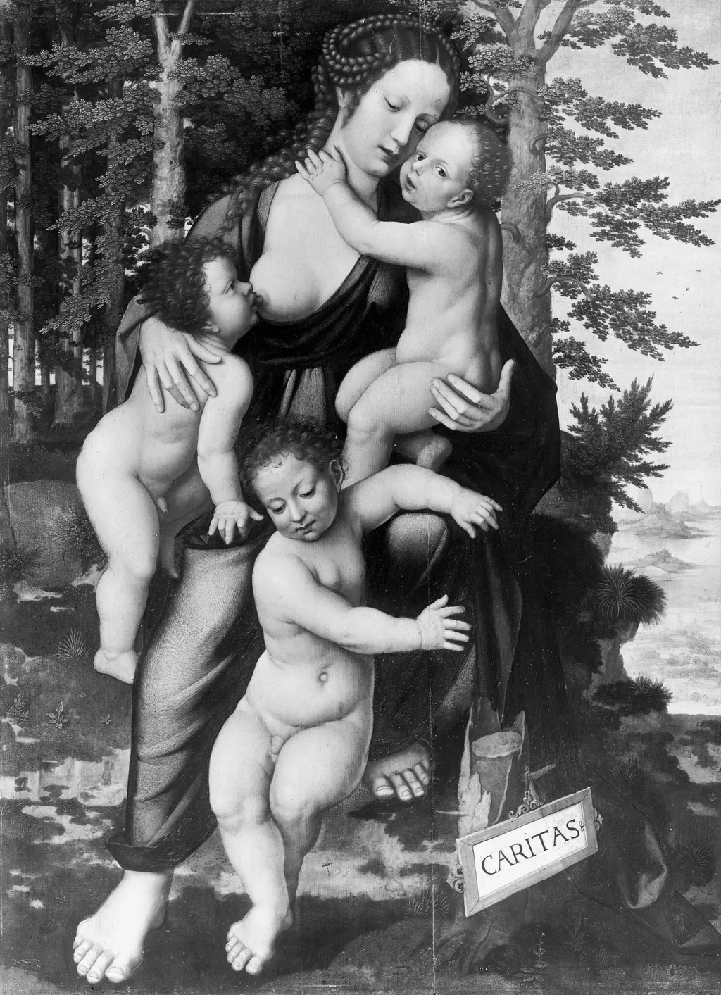 Caritas with three children, by Ambrosius Benson, paint, 1520