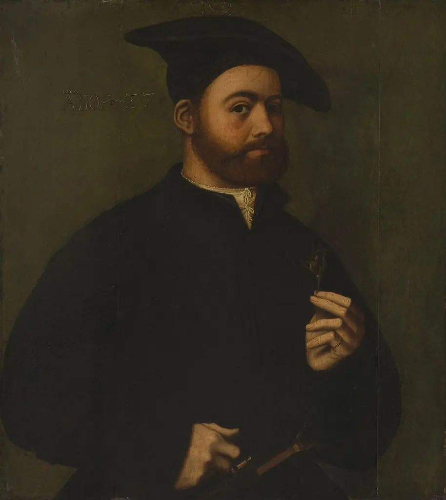 Portrait of a Man Holding a Rose, by Ambrosius Benson