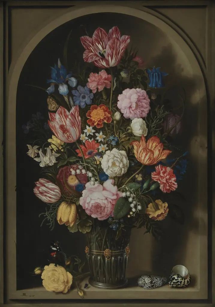 Bouquet of Flowers in a Stone Niche, by Ambrosius Bosschaert