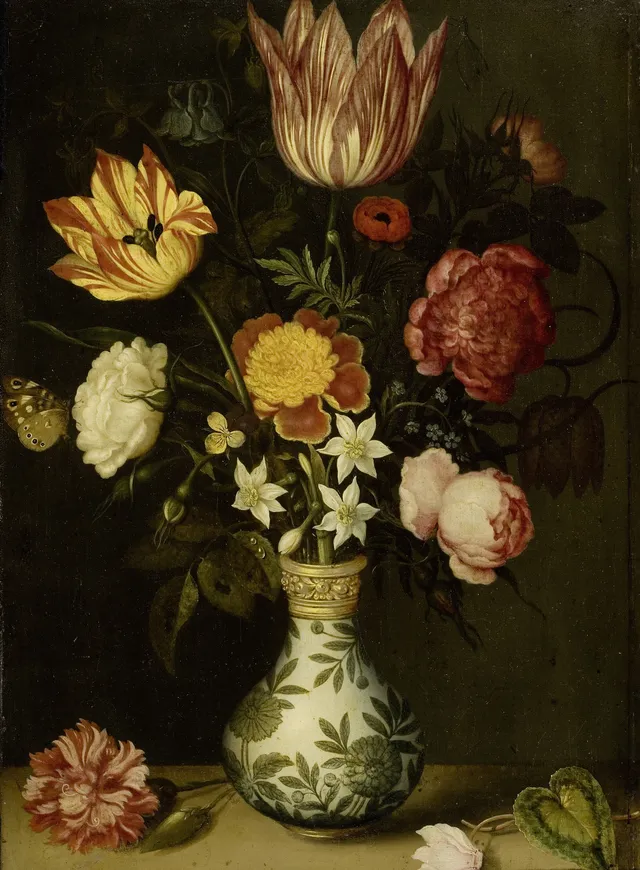 Still life with flowers in a Wan-li vase