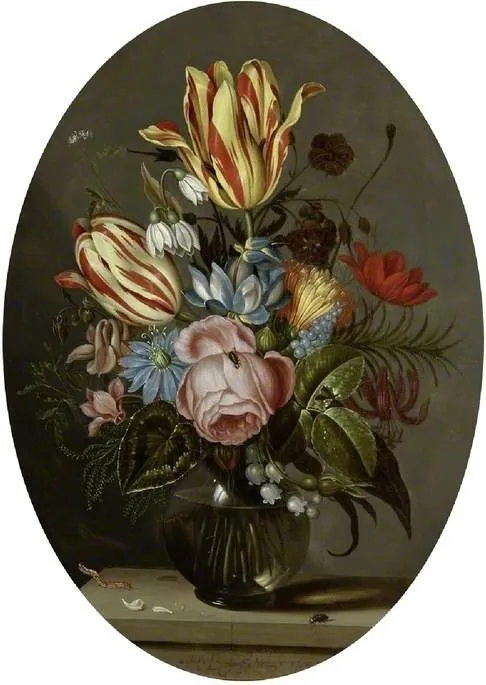A vase of flowers, by Ambrosius Bosschaert II, oil, 1633