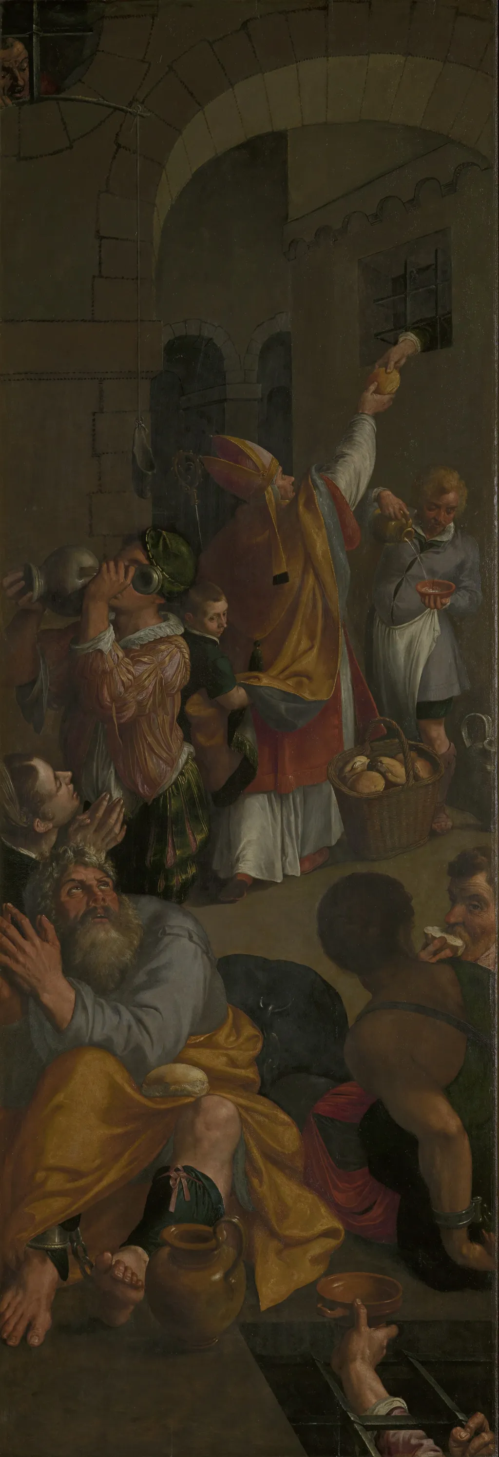Saint Eligius visits the prisoners, by Ambrosius Francken I, oil, 1594