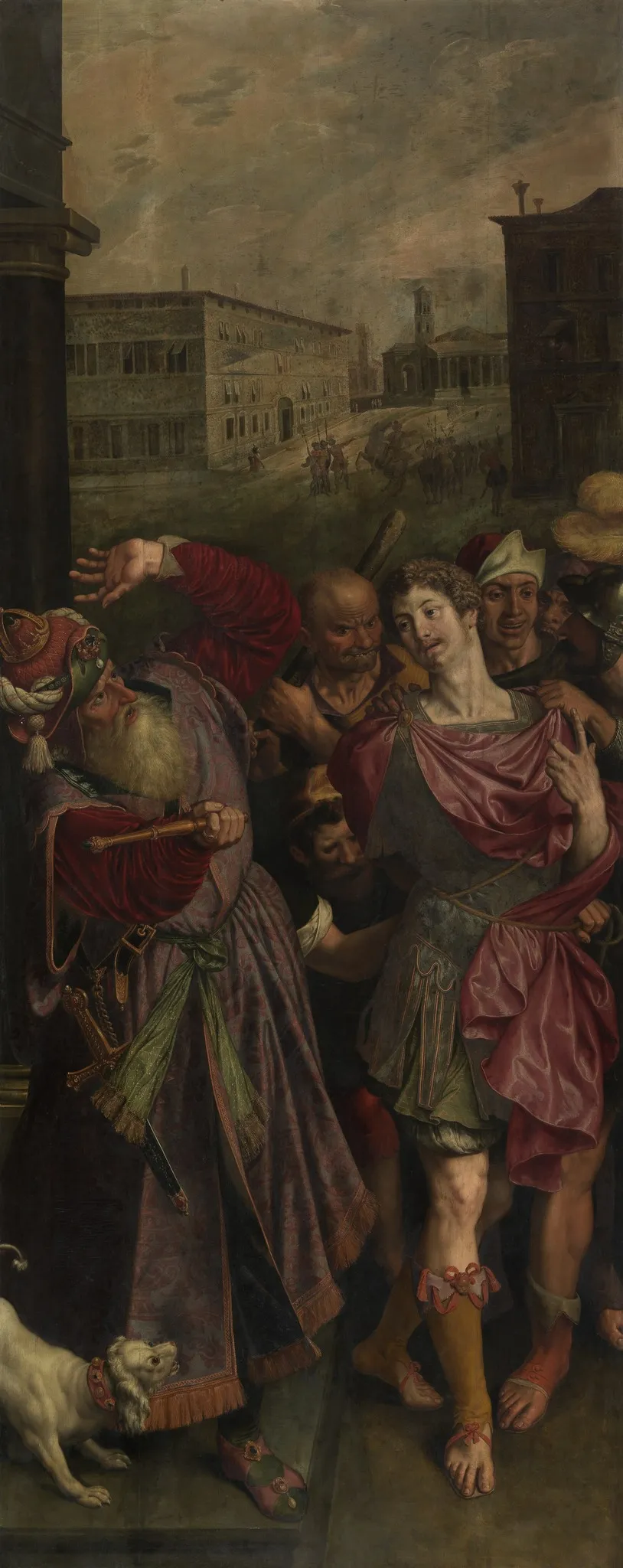 Sebastian of Rome Being Captured by Diocletian, by Ambrosius Francken I, oil, 1575