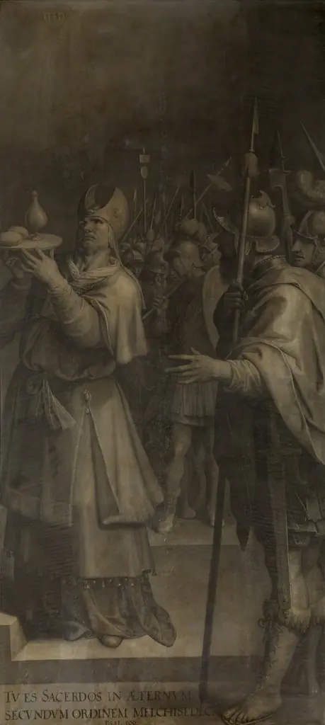 The meeting of Abram [Abraham] and Melchizedek, the high priest and king of Salem, who brings bread and wine (Genesis 14:18-24), by Ambrosius Francken I