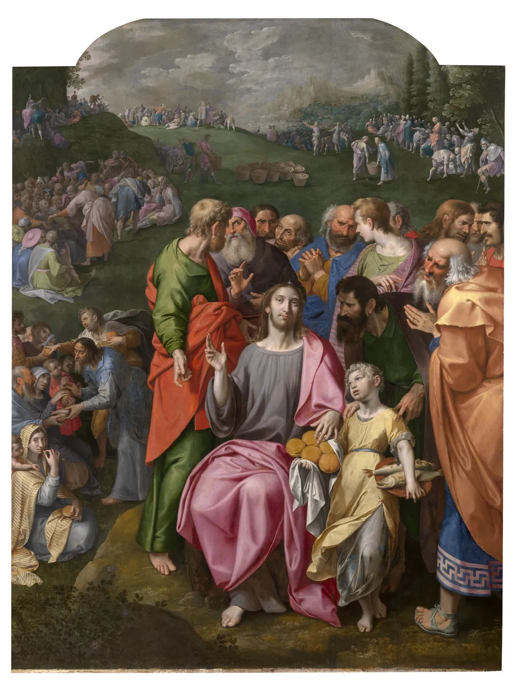 The Multiplication of Loaves and Fishes, by Ambrosius Francken I, oil, 1600