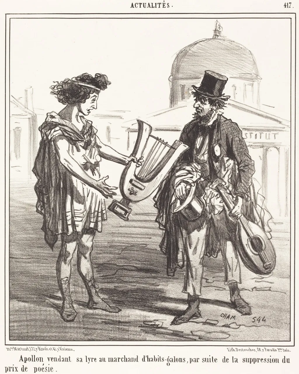 Apollon vendant sa lyre, by Amédée Charles Henri Cham, ink, 1849