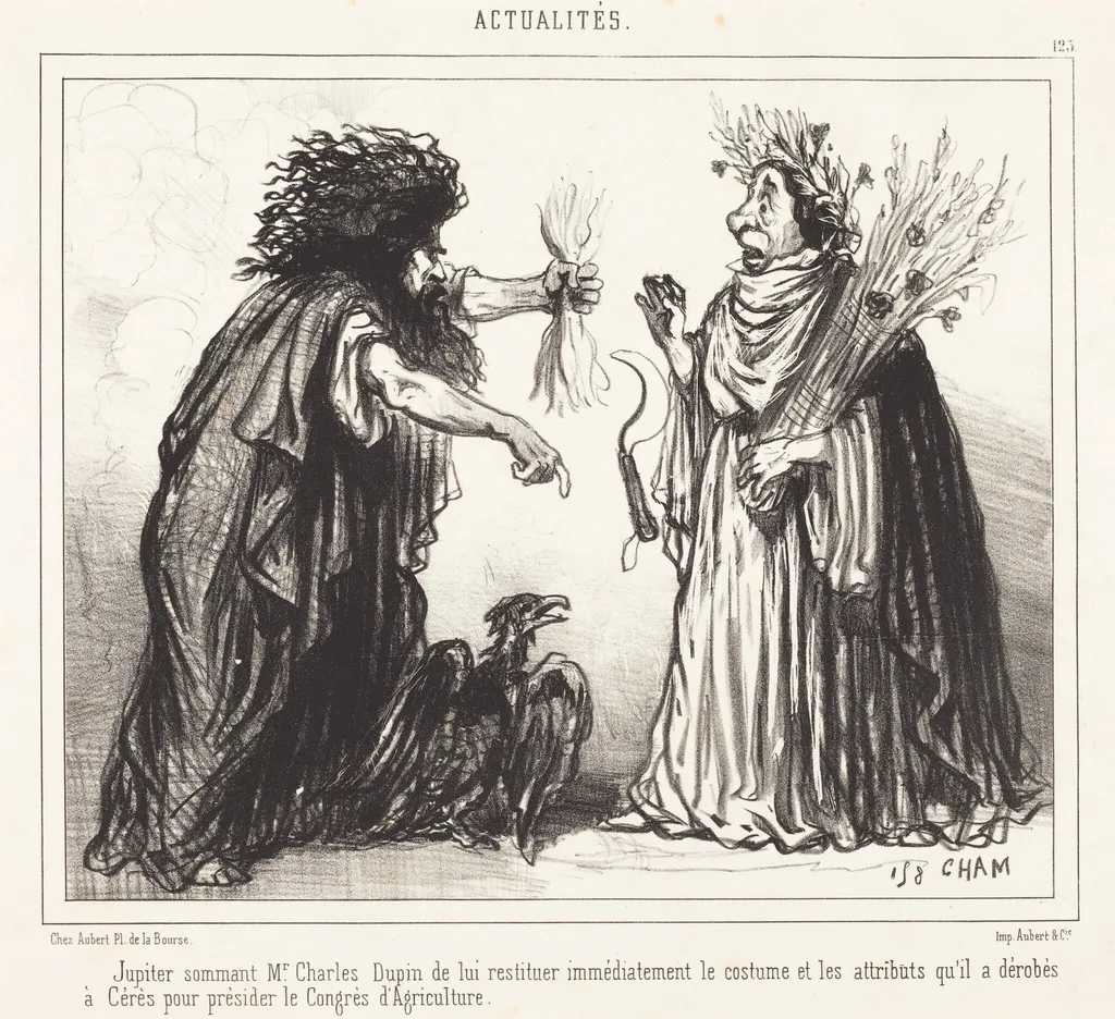 Jupiter sommant Mr. Charles Dupin, by Amédée Charles Henri Cham, ink, 1858