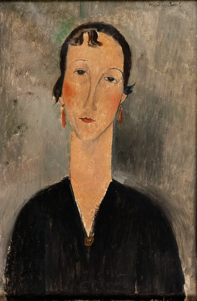 Femme aux boucles d'oreilles, by Amedeo Modigliani, oil, 1917