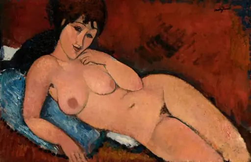 Nude on a Blue Cushion, by Amedeo Modigliani