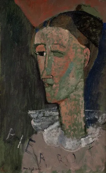 Self-Portrait as Pierrot, by Amedeo Modigliani, unspecified, 1915