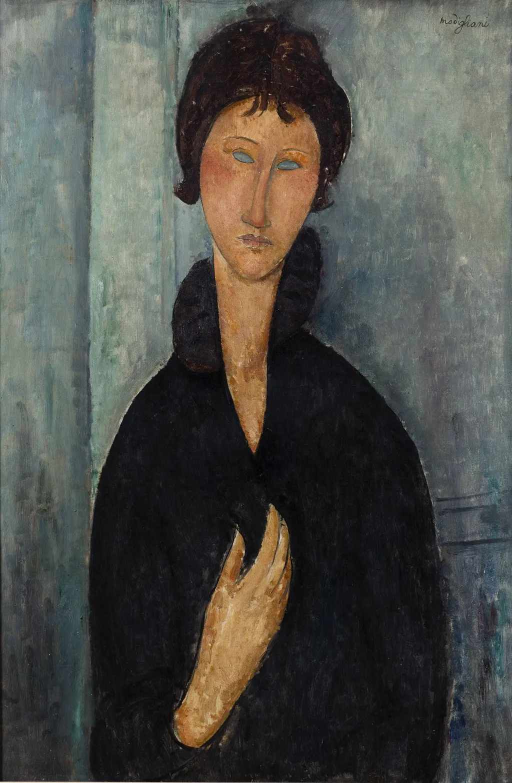 Woman with Blue Eyes, by Amedeo Modigliani, oil, 1918