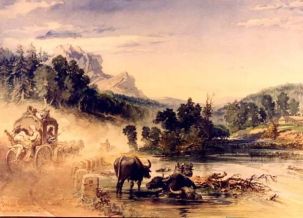 Valea Prahovei, by Amedeo Preziosi, unspecified, 1868