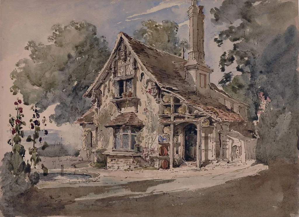 A Country Cottage, by Amelia Long, watercolor, 1782