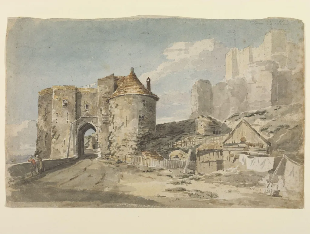 Peverell's Gateway, Dover Castle, by Amelia Long, watercolor, 1807