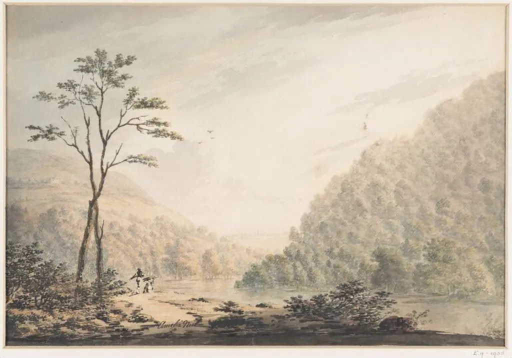 View on the Lands of the Earl of Fortescue, Castle Hill, Devon, by Amelia Noel, watercolor, 1800