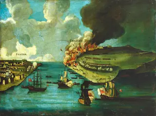 Attack on Bunker's Hill, with the Burning of Charles Town, by American 18th Century, 1783