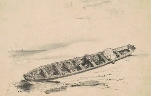 A Beached Longboat, by American 19th Century