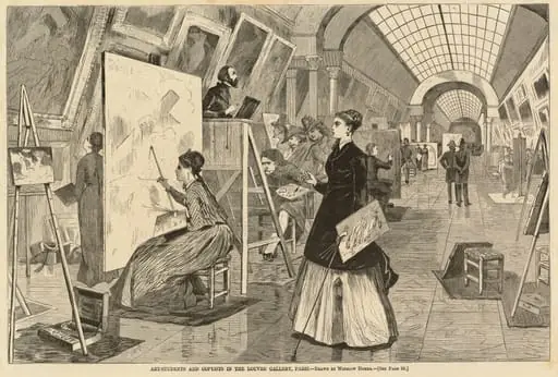Art-Students and Copyists in the Louvre Gallery, Paris, by American 19th Century