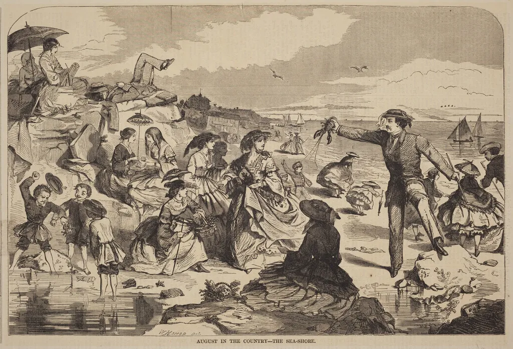 August in the Country - The Sea Shore, by American 19th Century, ink, 1859