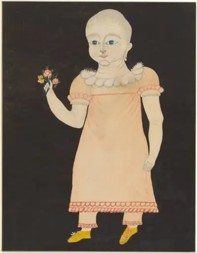 Baby in Pink Dress with Roses, by American 19th Century