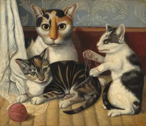 Cat and Kittens, by American 19th Century