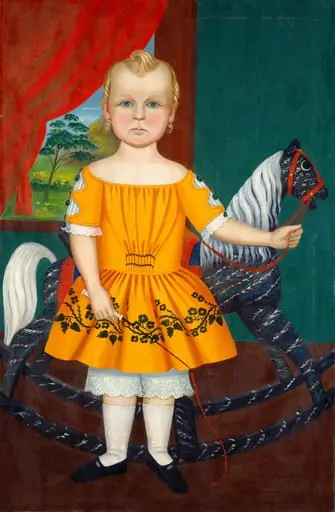 Child with Rocking Horse, by American 19th Century