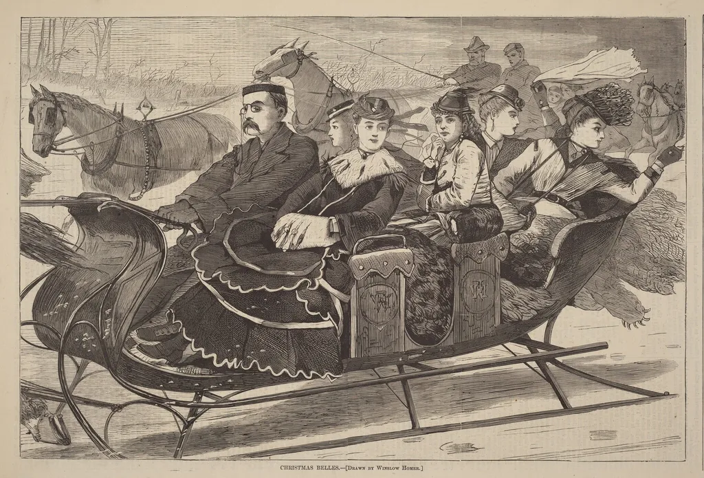 Christmas Belles, by American 19th Century, ink, 1869