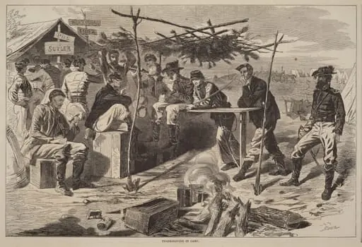 Thanksgiving in Camp, by American 19th Century