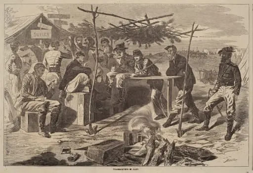 Thanksgiving in Camp, by American 19th Century