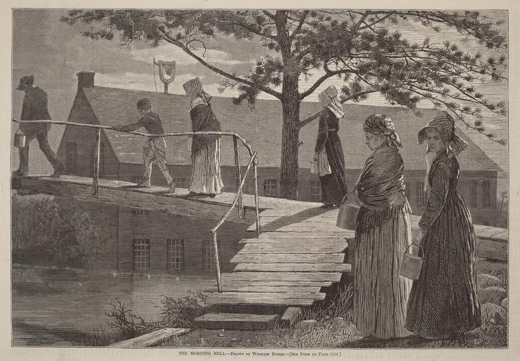 The Morning Bell, by American 19th Century, ink, 1873