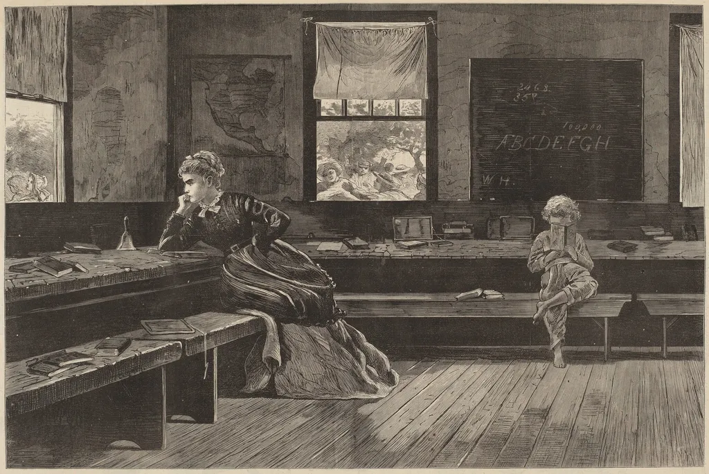 The Noon Recess, by American 19th Century, ink, 1873