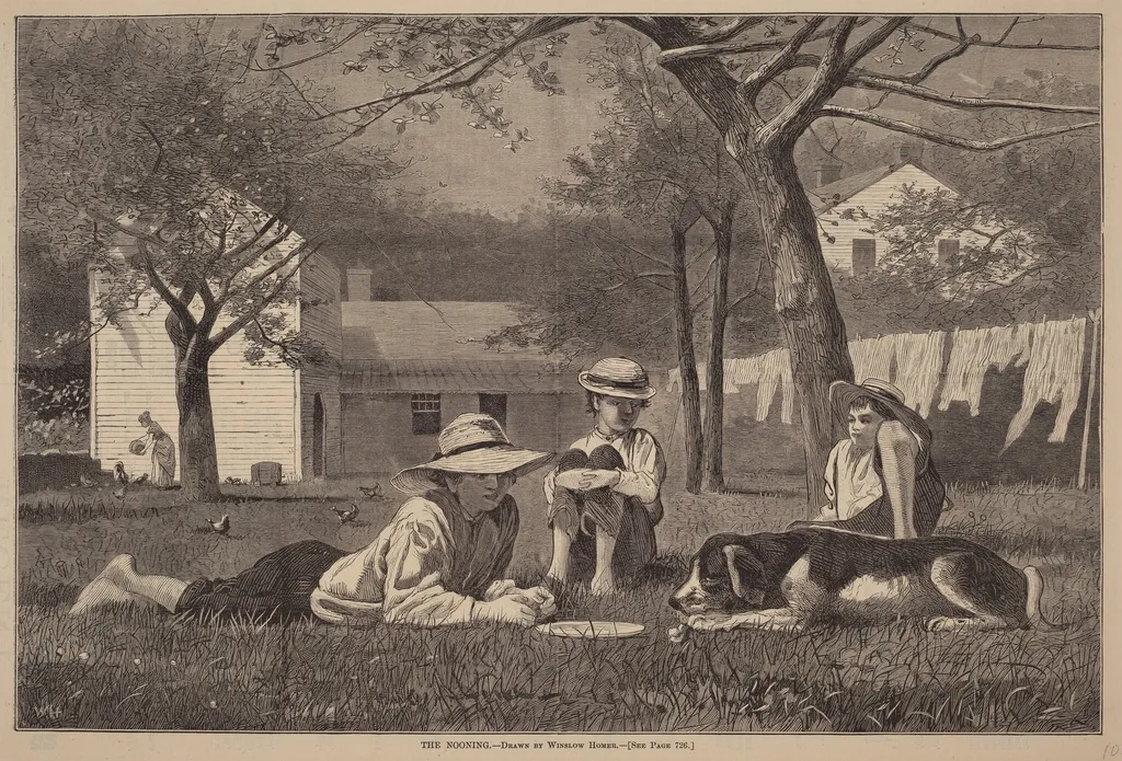 The Nooning, by American 19th Century, ink, 1873