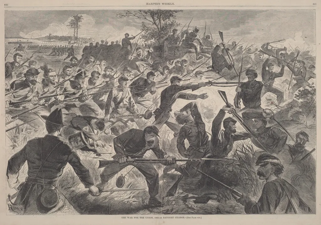 The War for the Union, 1862 - A Bayonet Charge, by American 19th Century, ink, 1862