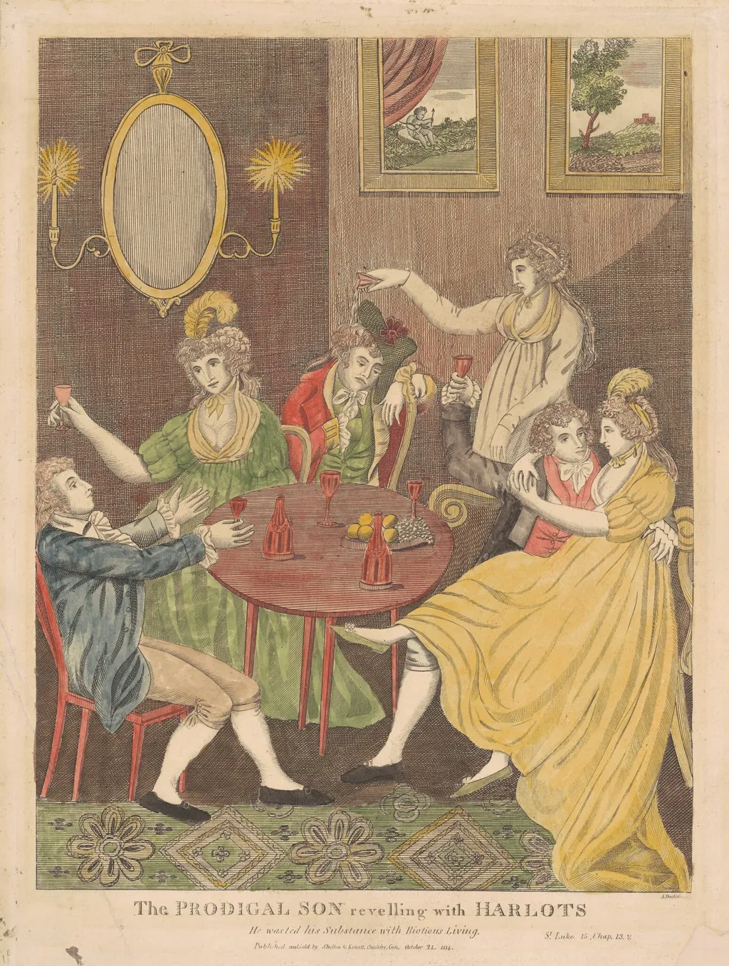 The Prodigal Son Revelling with Harlotsy, by Amos Doolittle, ink, 1814