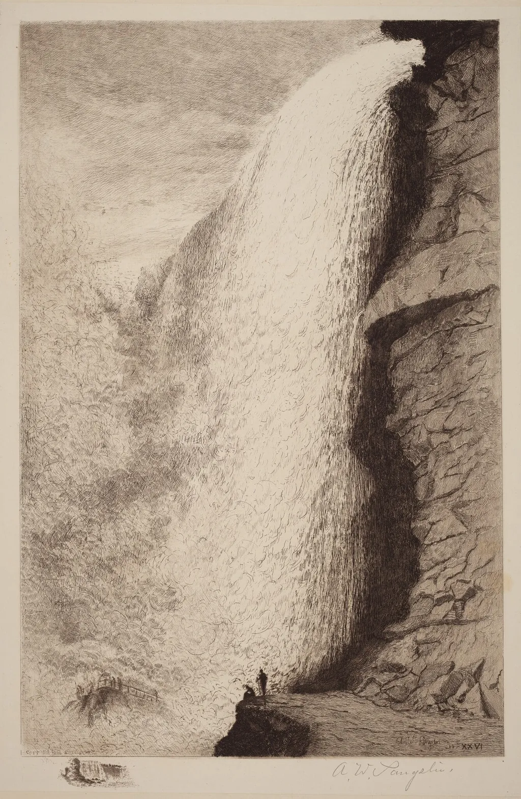 Untitled (Niagara Falls), by Amos W. Sangster, ink, 1886