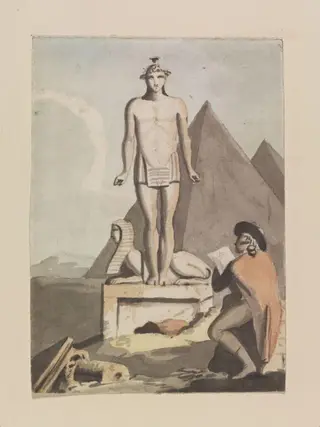 An Artist sketching Egyptian Antiquities