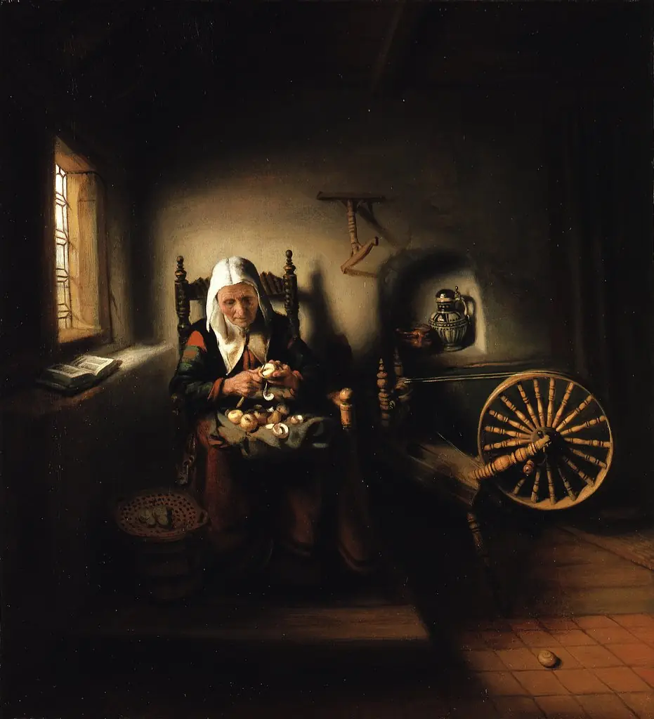 An Old Woman Peeling Apples